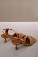 Asymmetric Leather Sandals | Camel