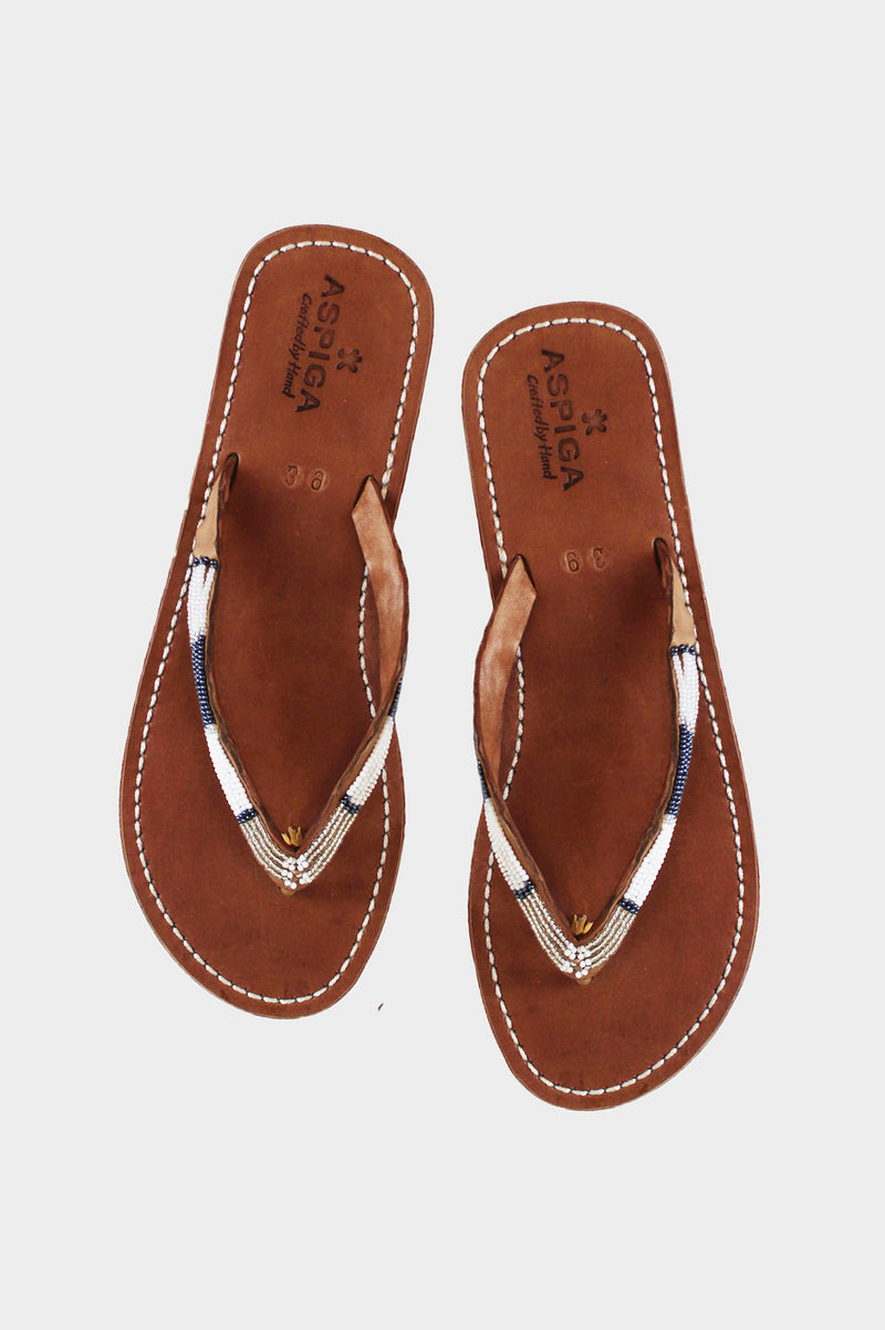 Naisha Soft Padded Sole Sandals | White/Silver - Aspiga