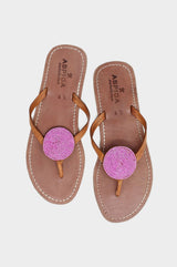 Disc-Leather-Sandals-Pink