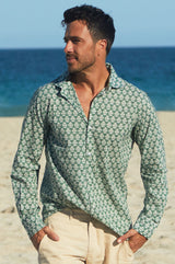 Men's Printed Cotton Shirt | Batik Khaki