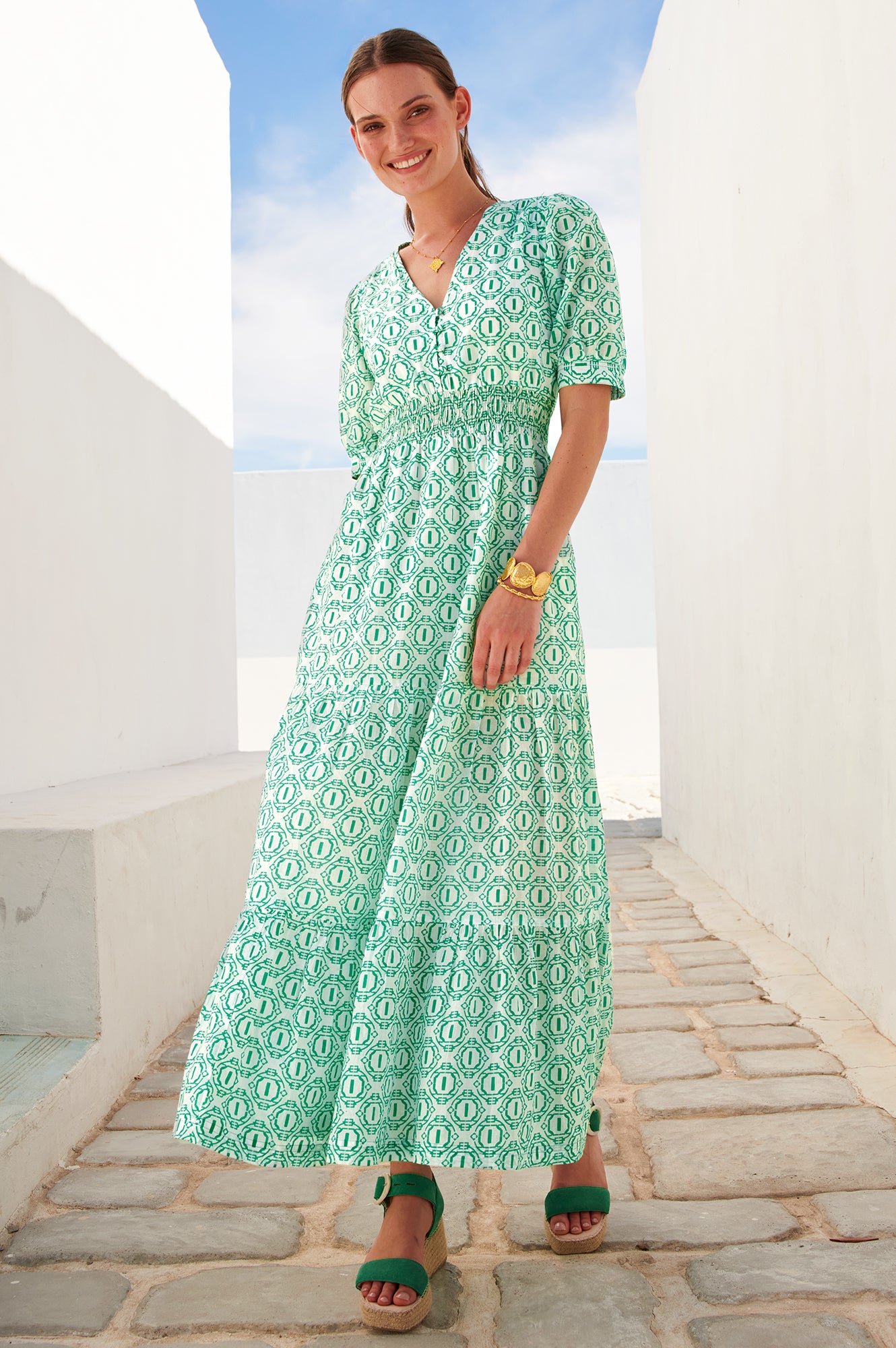 Aspiga Ladies Sustainable Billie Dress Circle Geo Green XS XL Aspiga Ladies Sustainable Billie Dress Circle Geo Green XS XL