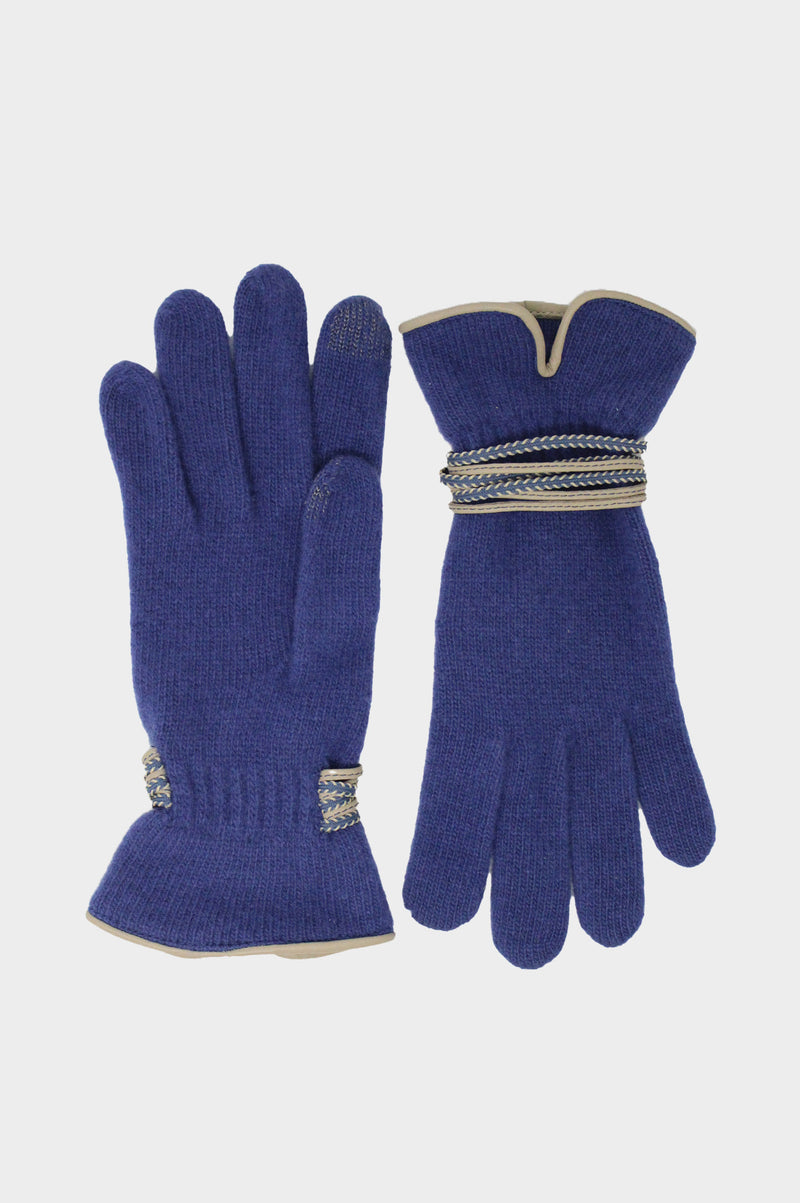 Touchscreen-Wool & Cashmere-Blend-Gloves-Blue