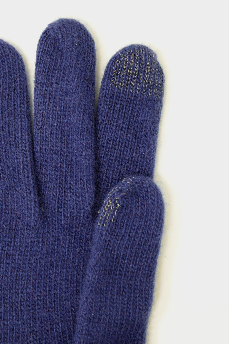 Touchscreen-Wool & Cashmere-Blend-Gloves-Blue