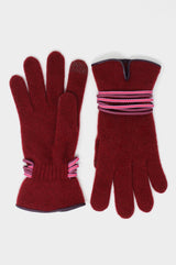 Touchscreen-Wool & Cashmere-Blend-Gloves-Burgundy