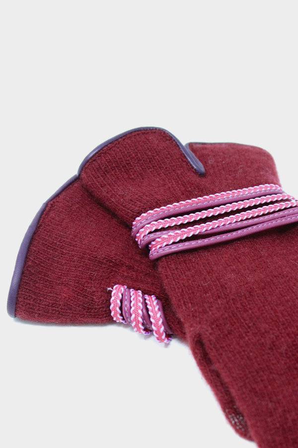 Touchscreen-Wool & Cashmere-Blend-Gloves-Burgundy