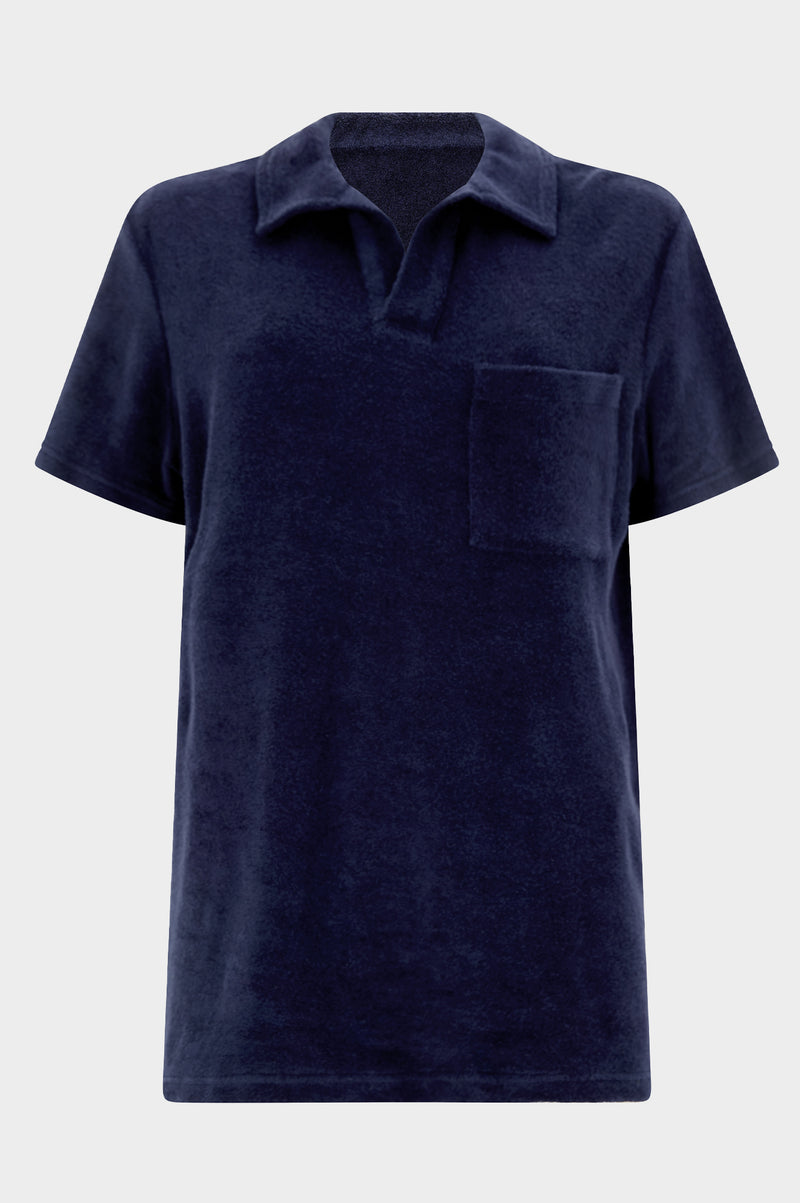 Men's Towelling Polo Shirt | Navy