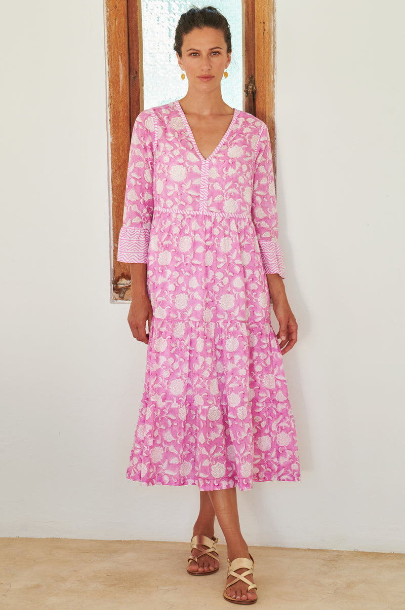 Hayden-Dress-Ornate-Flower-Pink/White