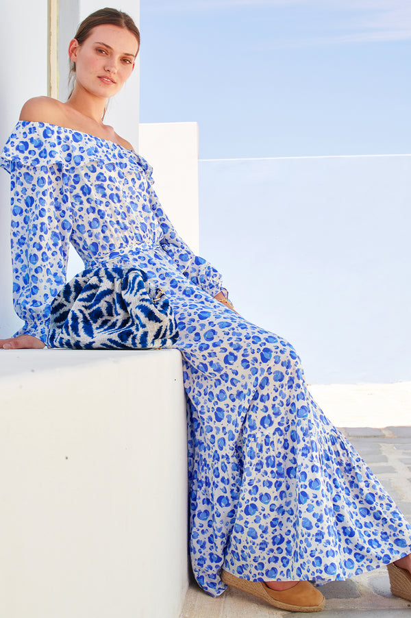 Cecila-Bardot-Dress-Cheetah-Cream/Blue