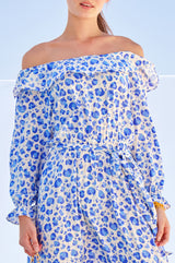 Cecila-Bardot-Dress-Cheetah-Cream/Blue