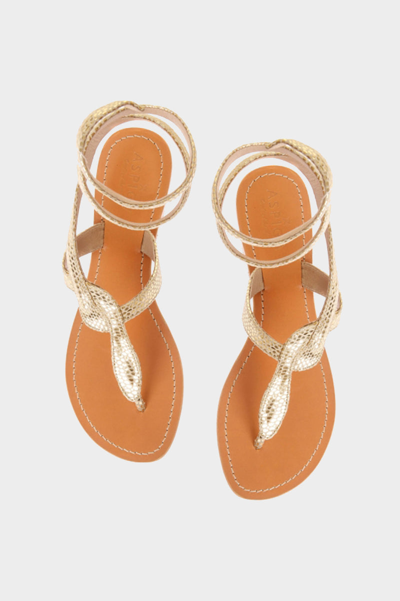 Cobra Wrap Sandals | Gold - Aspiga