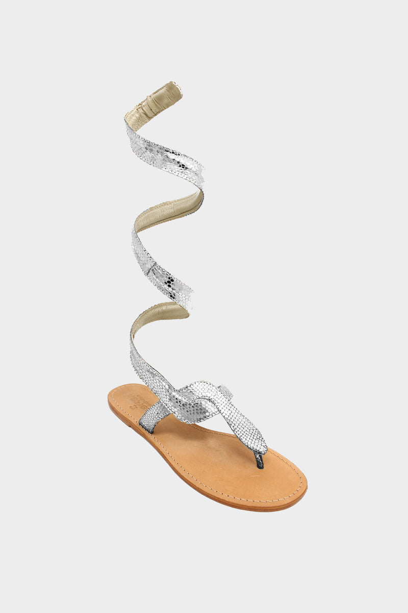 Cobra Wrap Sandals | Silver - Aspiga