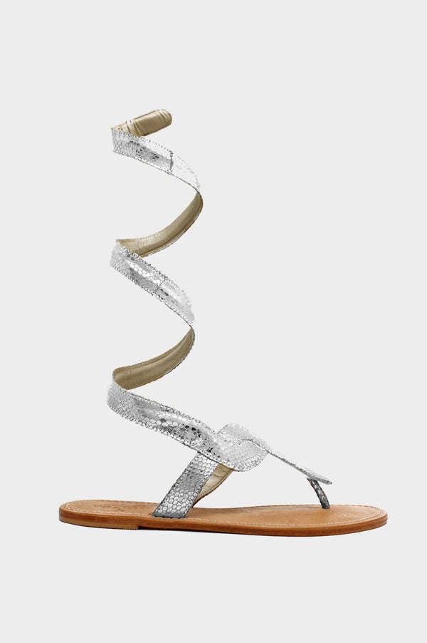 Cobra Wrap Sandals | Silver - Aspiga