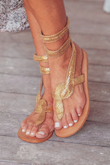 Cobra Wrap Sandals | Gold - Aspiga