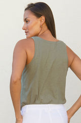 Cotton Vest Top | Khaki - Aspiga