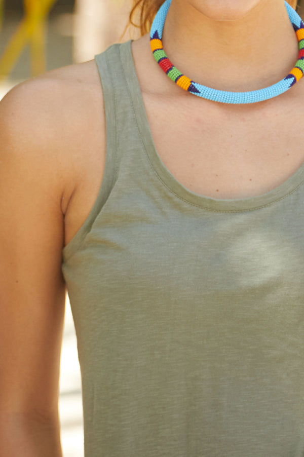 Cotton Vest Top | Khaki - Aspiga