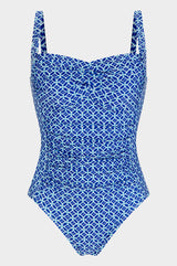 Recycled Ruched Swimsuit | Flower Blue
