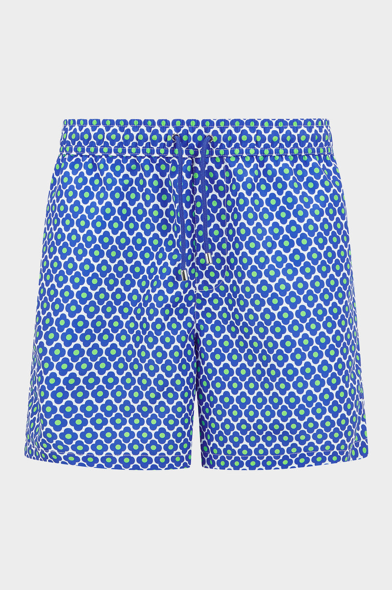 Men's Recycled Swim-Short-Daisy-Flower-Marina-Blue-Green