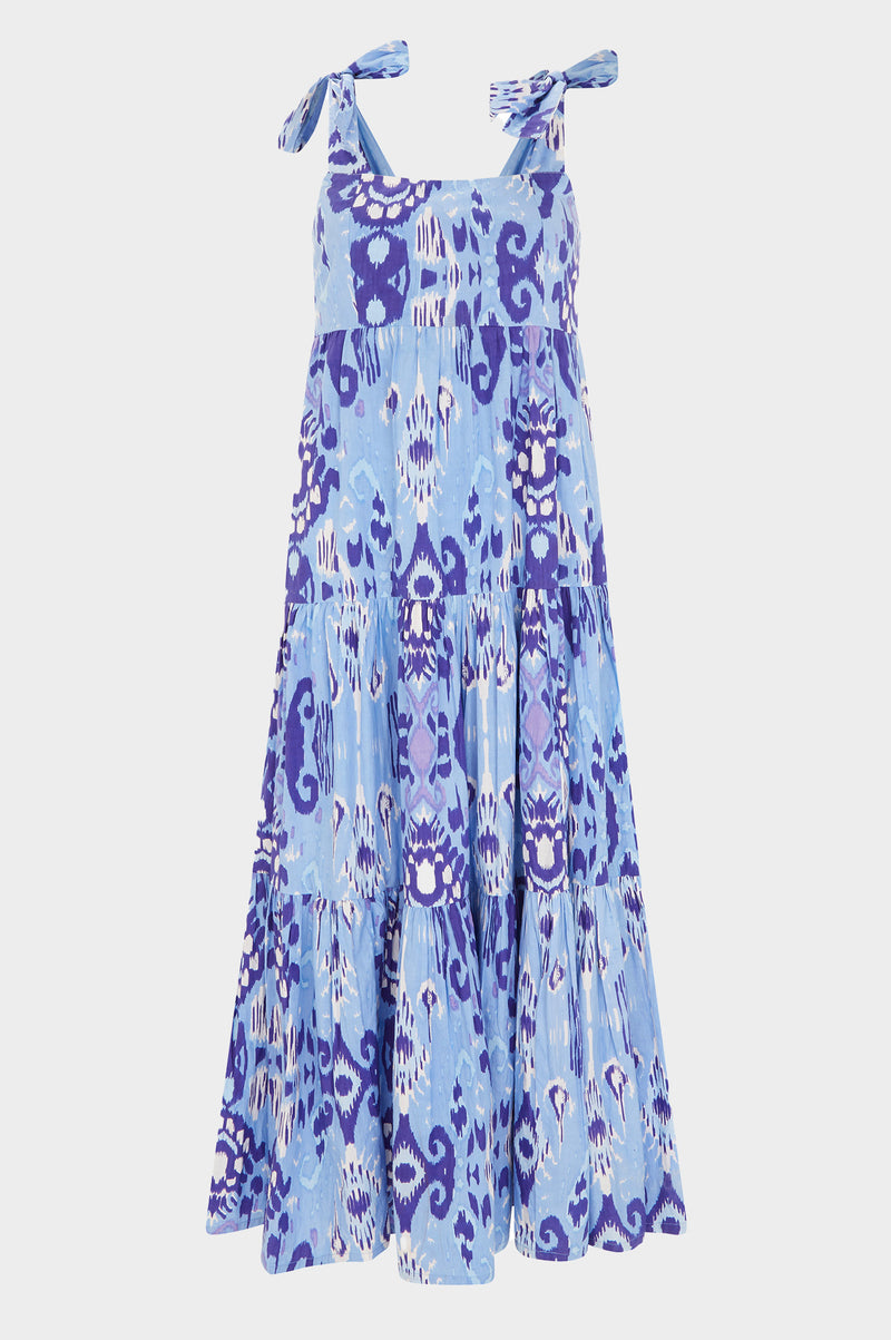 Tabitha Organic Cotton Maxi Dress | Ikat Blue