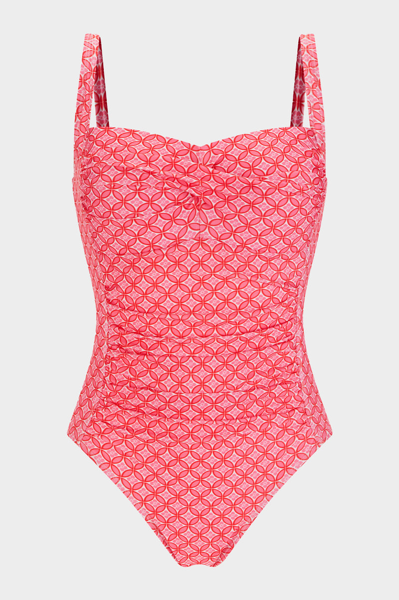 Recycled-Ruched-Swimsuit-Flower-Pink