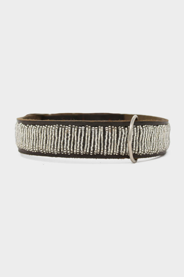 Dog Collar | Full Beaded Silver