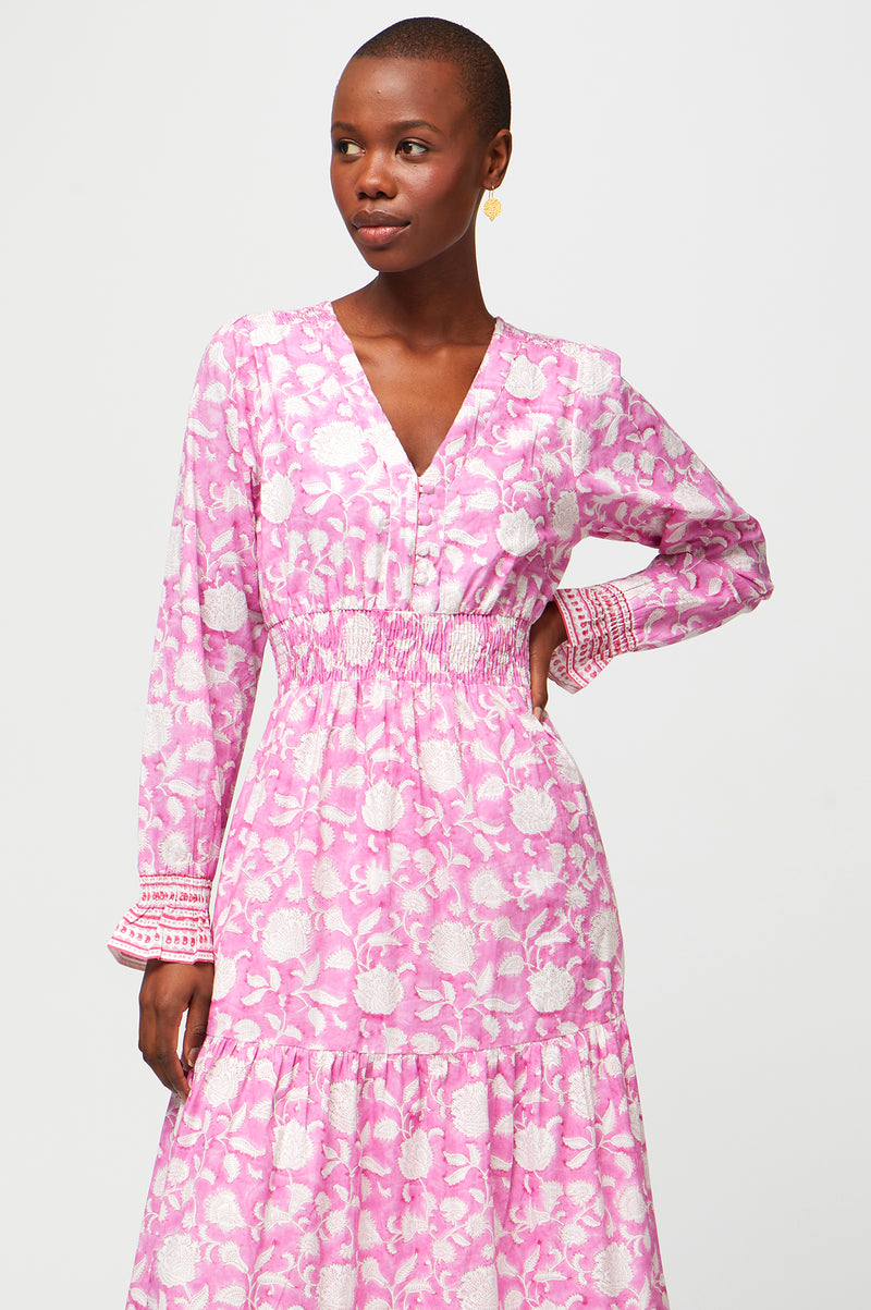 Billie-Regular-Length-Dress-Ornate-Flower-Pink-White