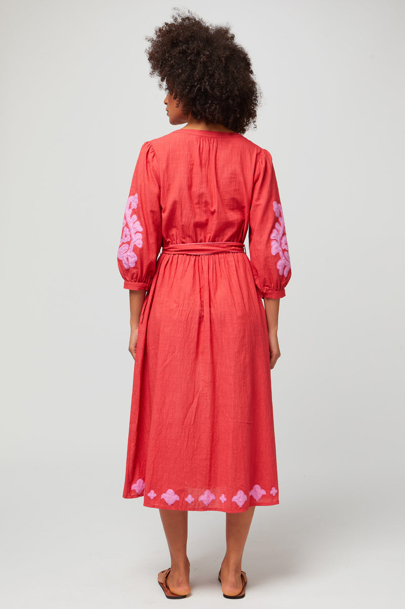 Milly Applique Dress | Red/Pink