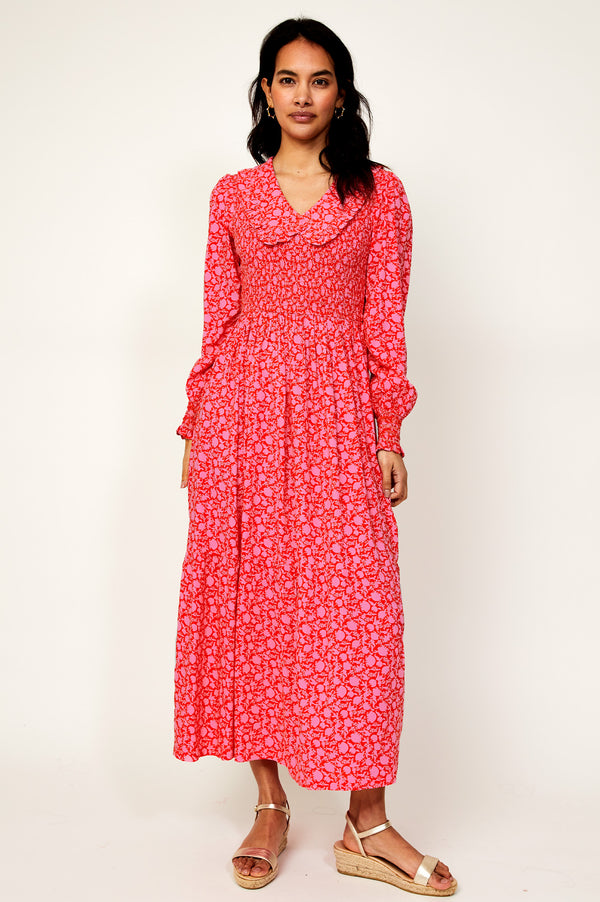 Elizabeth-Collar-Dress-Flower-Coral