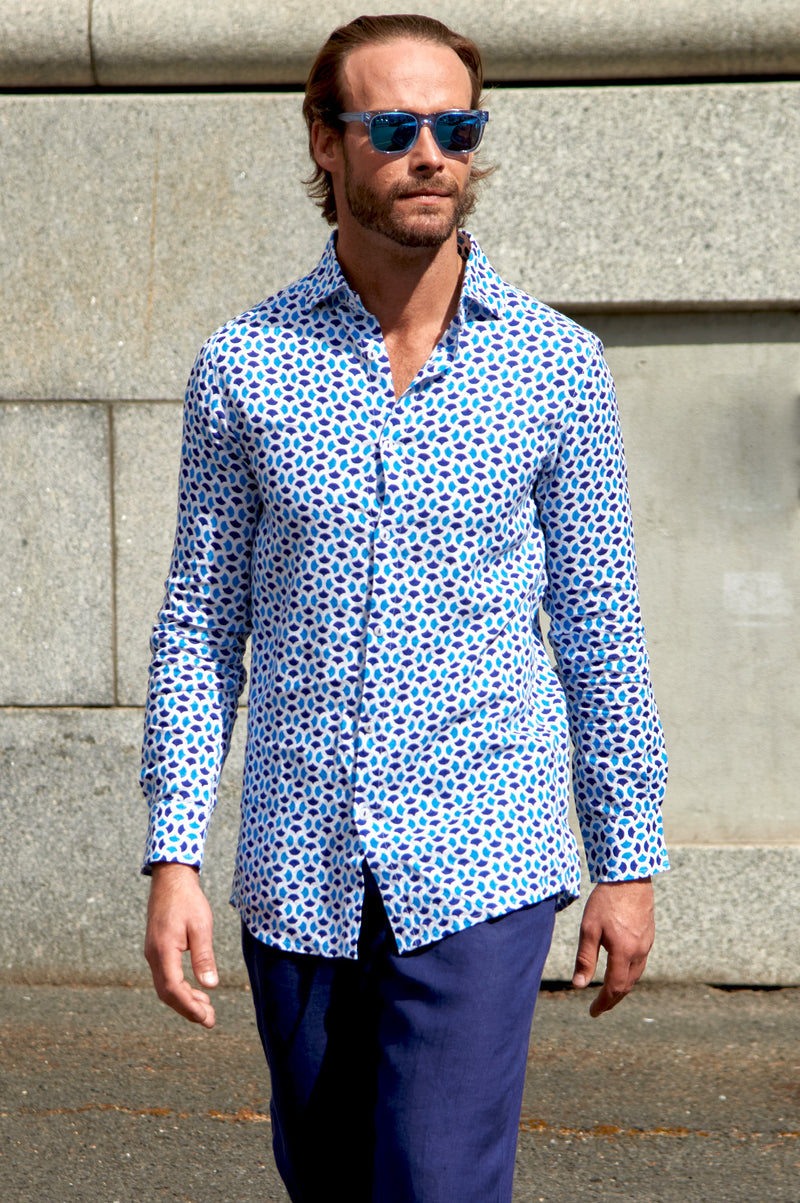 Men's-Printed-Shirt-Geo-Blue