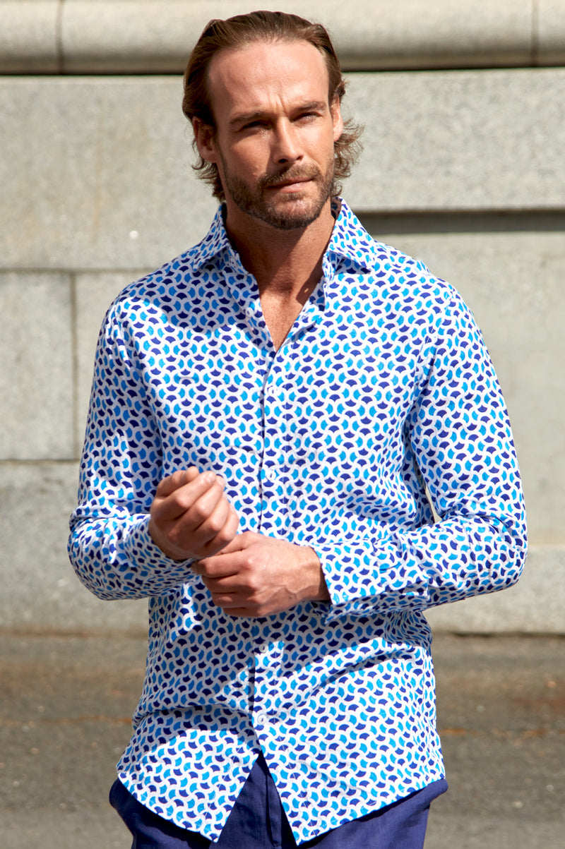 Men's-Printed-Shirt-Geo-Blue