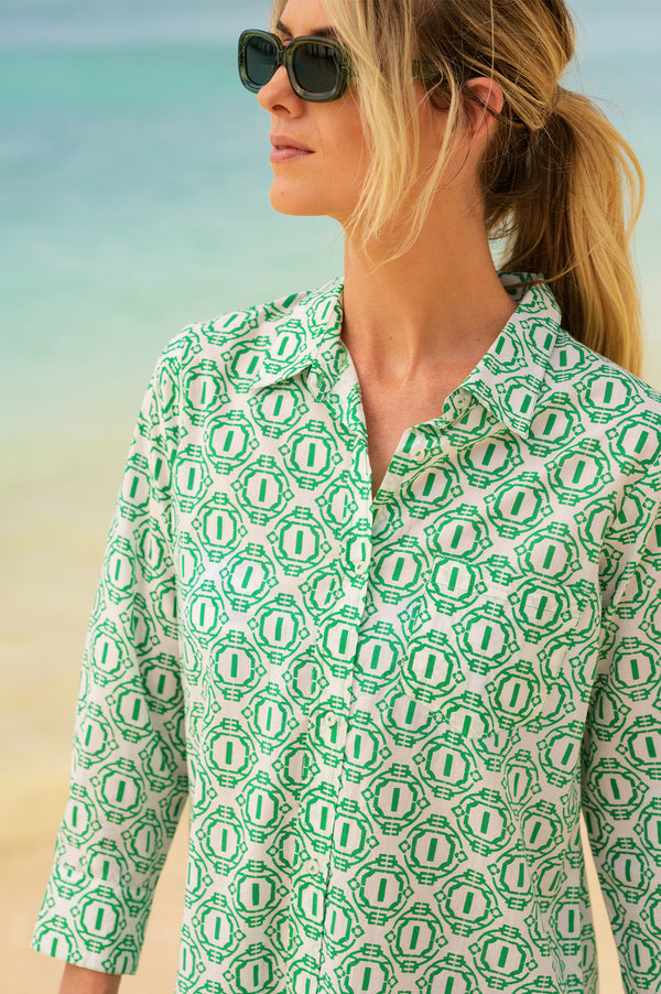 Saffron-Beach-Shirt-Circle-Geo-Green