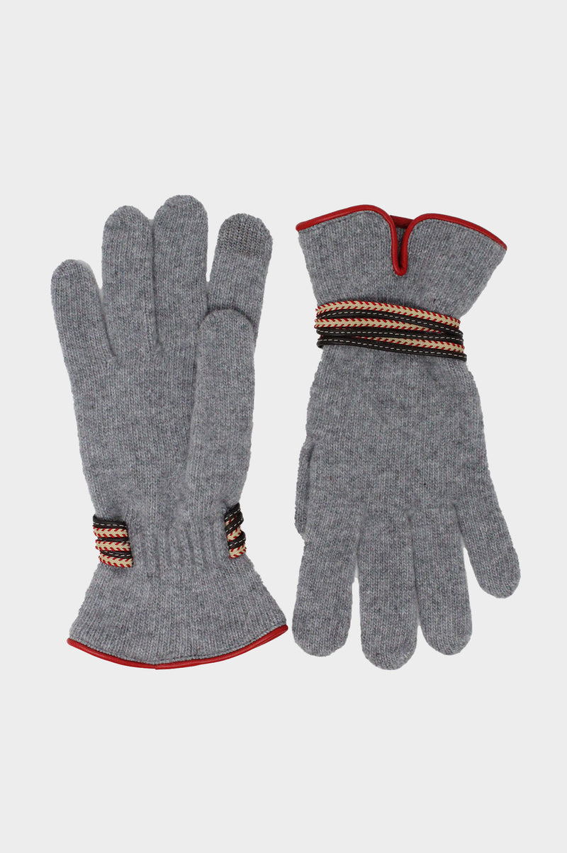 Touchscreen-Wool & Cashmere-Blend-Gloves-Grey