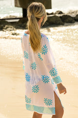 Guadalupe-Short-Tunic-Paisley-White/Turquoise