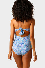 Heritage Twist Bandeau Swimsuit by Helen Jon | Blue
