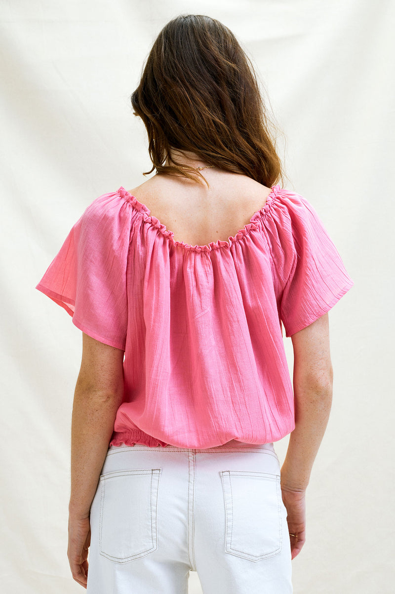 Ilana Frill Gauze Top | Pink