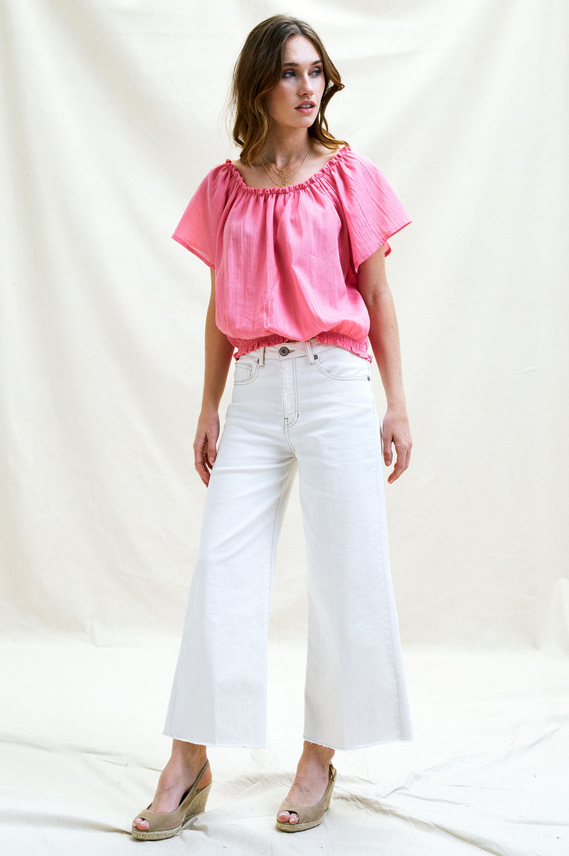 Ilana Frill Gauze Top | Pink