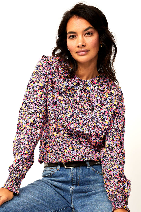 Kendal Collar Cotton Blouse | Ditsy Floral Sunset