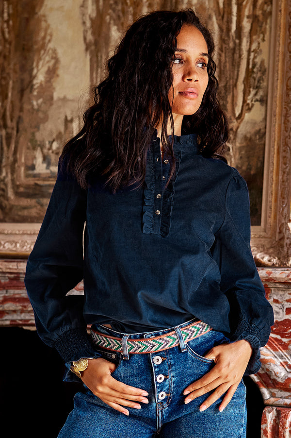 Kylie-Corduroy-Blouse-Blue