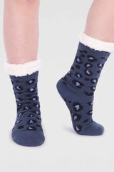 Ladies'-Sabel-Organic-Cotton-Animal-Cabin Sock | Blue Slate