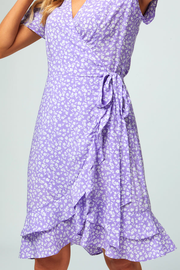 Chelsea Wrap Dress | Daisy Flower Lilac