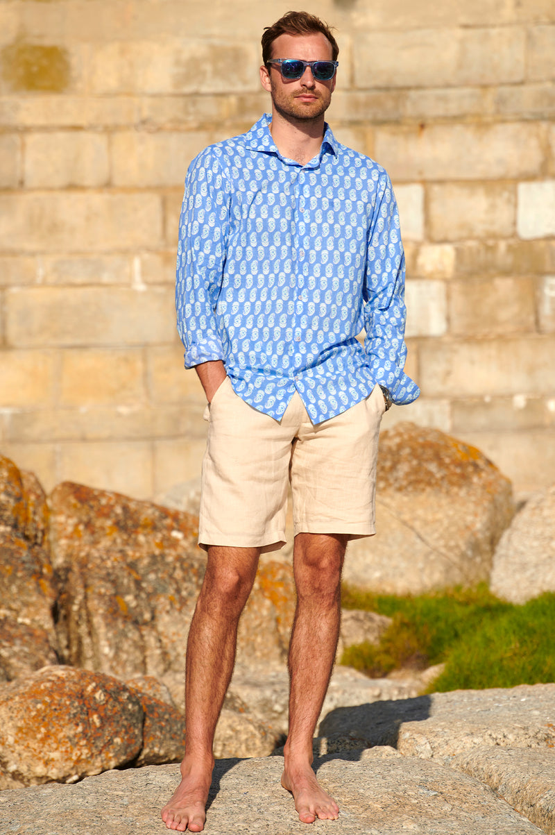 Men's-Organic-Cotton-Shirt-Paisley-Blue