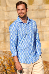 Men's-Organic-Cotton-Shirt-Paisley-Blue