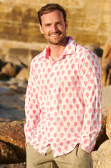 Men's-Organic-Cotton-Shirt-Pineapple-White/Pink
