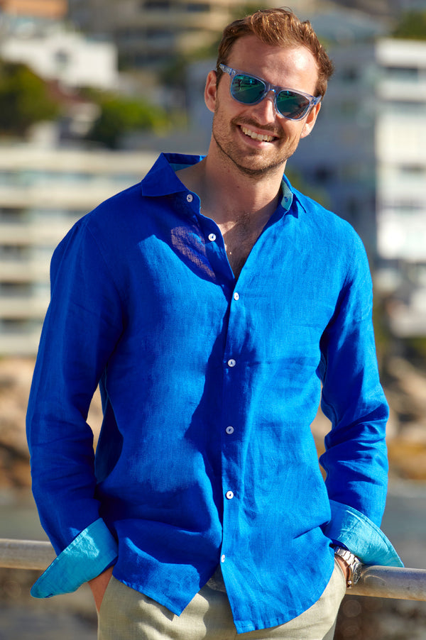 Men's-Premium-Linen-Shirt-Cobalt Blue