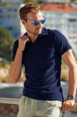 Men's Towelling Polo Shirt | Navy