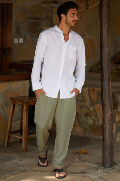 Men's Premium Linen Trousers | Khaki - Khaki / XS