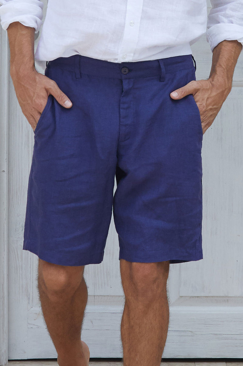 Men's Linen Shorts | Navy - Aspiga