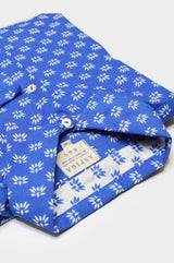 Men's Printed Cotton Shirt | Lotus Bud Blue/White