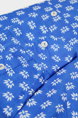 Men's Printed Cotton Shirt | Lotus Bud Blue/White