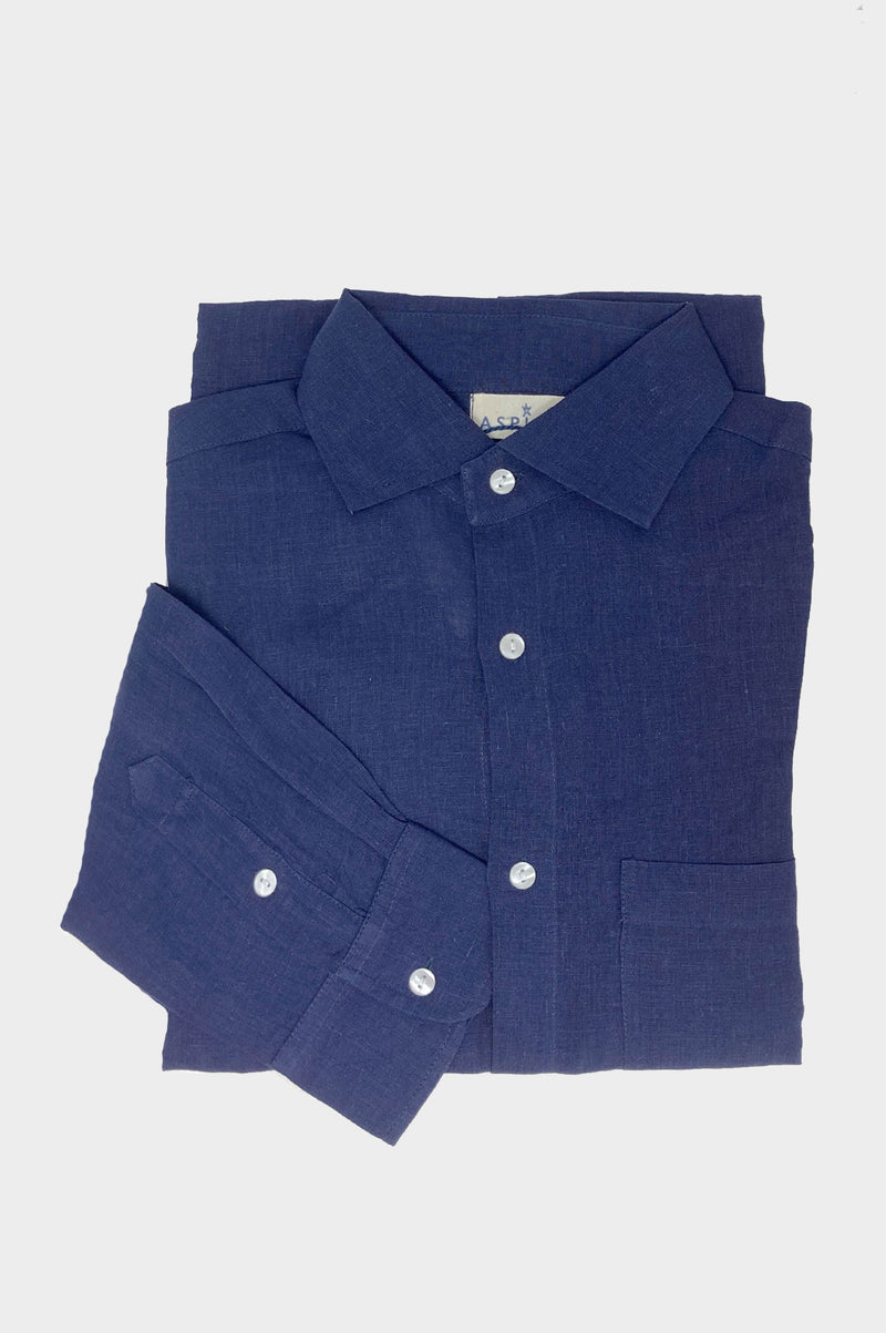 Men's Linen Shirt | Navy - Aspiga