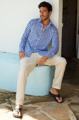 Men's Organic Cotton Shirt | Batik Blue/White - Aspiga